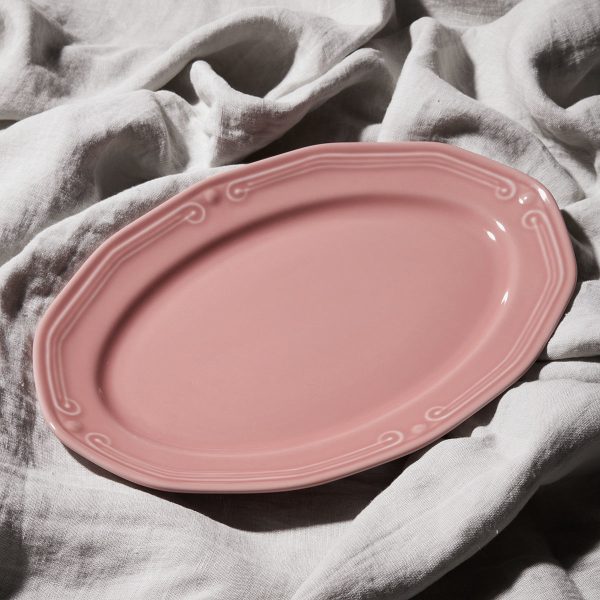 ESTIA ΠΙΑΤΕΛΑ ΟΒΑΛ ATHÉNÉE ΠΟΡΣΕΛΑΝΙΝΗ ΑΝΑΓΛΥΦΗ 25cm ROSE