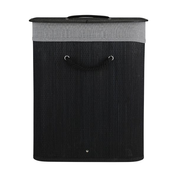 ESTIA ΚΑΛΑΘΙ ΑΠΛΥΤΩΝ BAMBOO ESSENTIALS 60LT ΠΤΥΣΣΟΜΕΝΟ ΟΡΘΟΓΩΝΙΟ ΜΑΥΡΟ ΝΕΑ ΠΛΕΞΗ