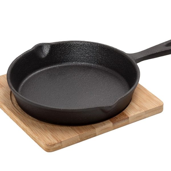 ΤΗΓΑΝΑΚΙ ΣΤΡΟΓΓ. CAST-IRON ΜΑΥΡΟ D: 16 H: 4CM ΜΕ ΒΑΣΗ BAMBOO