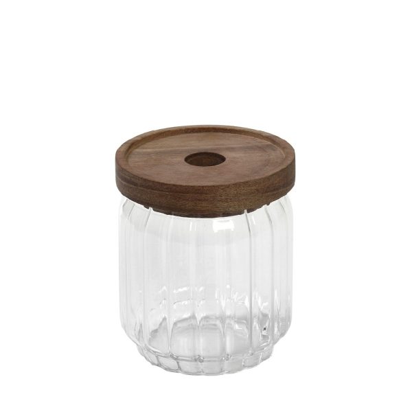 ΓΥΑΛΙΝΟ ΔΟΧΕΙΟ ΜΕ ΞΥΛ. ΚΑΠΑΚΙ ΑΚΑΚΙΑΣ 500ML 9X10EK