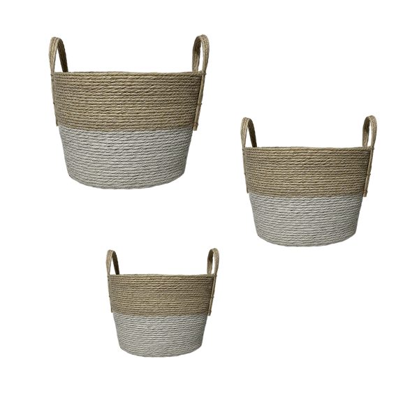 ΚΑΛΑΘΙ SYNTH. RATTAN ΣΤΡΟΓΓ. SET/3 ΦΥΣΙΚΟ ΛΕΥΚΟ 35X25/30X20/25X15EK.