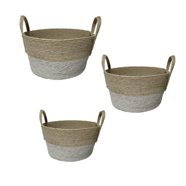 ΚΑΛΑΘΙ SYNTH. RATTAN ΣΤΡΟΓΓ. SET/3 ΦΥΣΙΚΟ ΛΕΥΚΟ 35X20/30X17/25X14EK.
