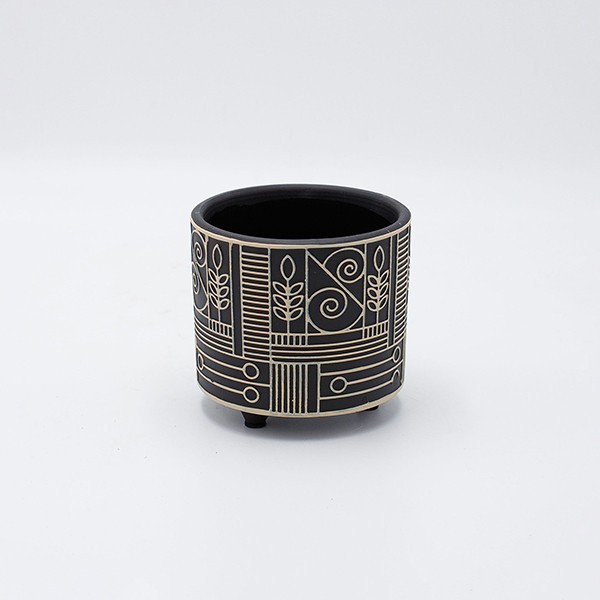 ΚΑΣΠΩ  ΚΕΡΑΜΙΚΟ ΜΑΥΡΟ-ΜΠΕΖ 10.5x10.5x9.5cm